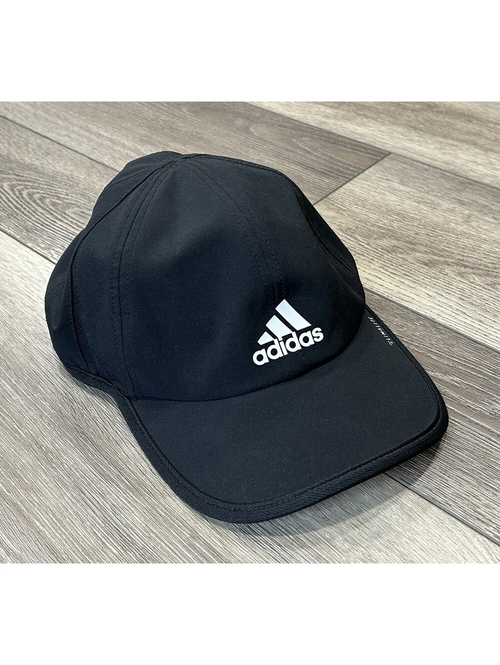 Adidas Climalite Black Running Hat Adjustable Lightweight Embroidered Logo Cap